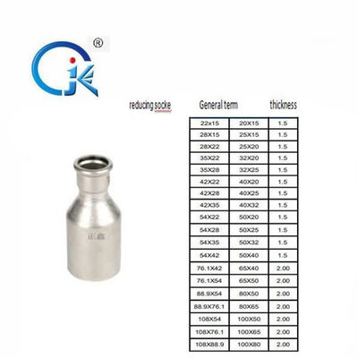 Eco Friendly Stainless Steel Press Fittings DN22 Socket Pipe Fitting