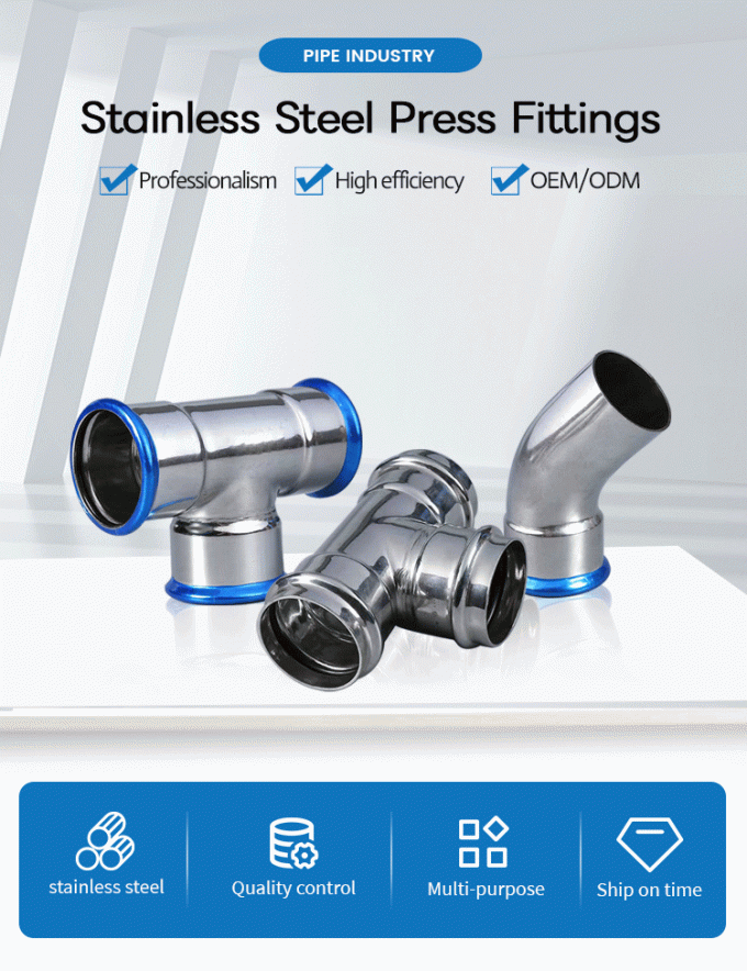 ANSI Straight Pipe Coupling SS304L / SS316L Press Fitting Pipe